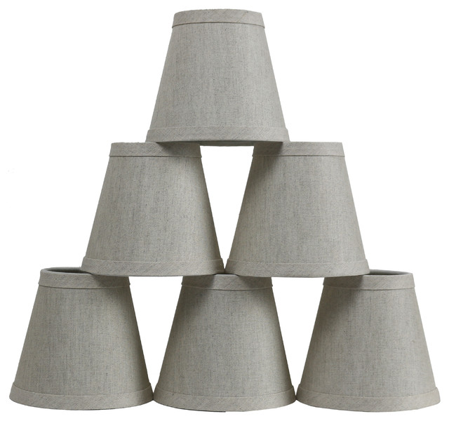 Linen Chandelier Lamp Shade, 3x5x4.5", Clipon, Set of 6 Contemporary
