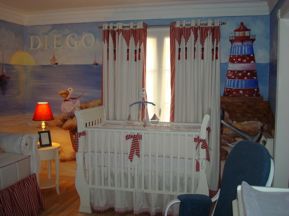 Design ideas for a traditional gender-neutral nursery in Other with medium hardwood floors.