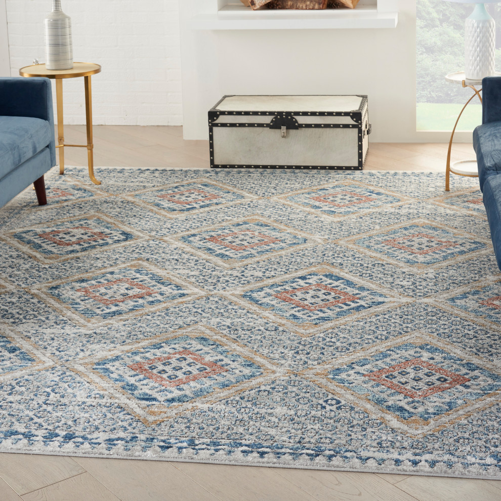 Nourison Quarry QUA16 Area Rug, Blue/Ivory, 7'10" x 9'10