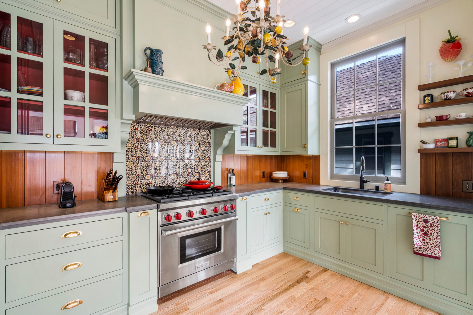 75 Shiplap Ceiling Kitchen with Green Cabinets Ideas You'll Love -  February, 2024