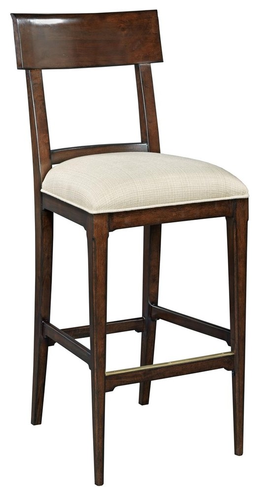Bar Stool Woodbridge Beige Linen Upholstered Open Back Umber Fi