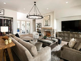 Transitional Family Room by Rains Design
