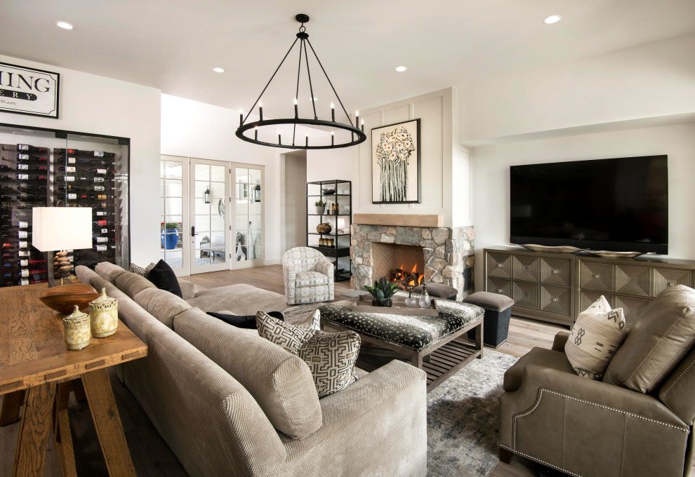 Transitional family room photo in Phoenix