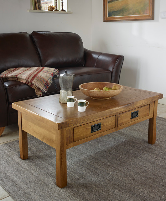 Rustic Oak Coffee Table With Drawers / Dubon 2 Drawer Coffee Table Rustic Oak Homes Inside Out Target - Three drawers offer plenty of storage space, while clear glass panes reveal shadow box sections for treasured items.