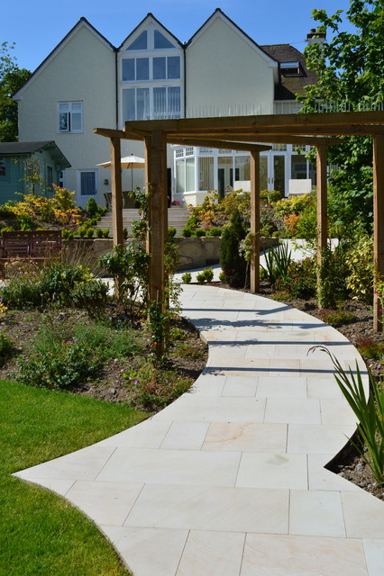 Smooth Natural Sandstone Paving Curved Path Traditional