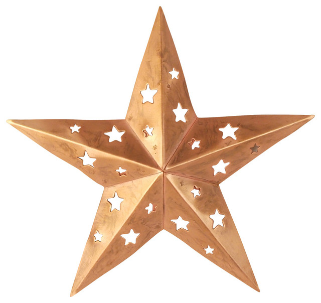 Set Of 6 Tin Copper Star With Cutout 6" Southwestern Metal Wall Art
