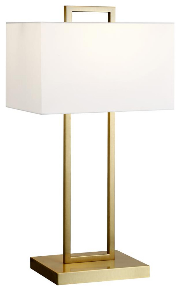 Adair 28 Tall Table Lamp with Fabric Shade in Brass/White ...