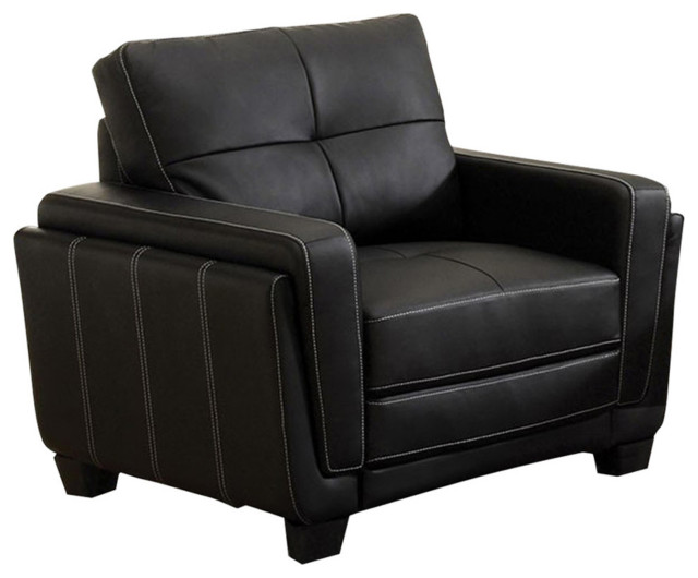 Blacksburg Contemporary Chair, Black Transitional Armchairs And