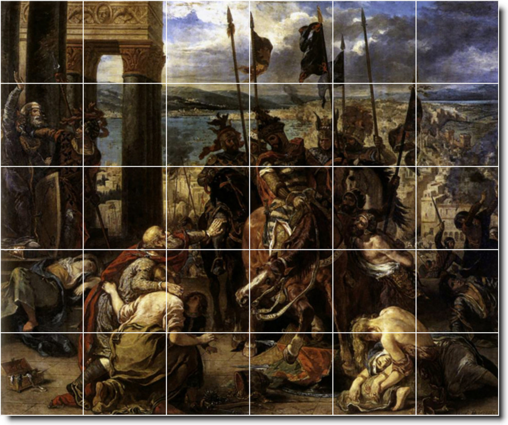 Eugene Delacroix Historical Painting Ceramic Tile Mural #35, 72"x60"