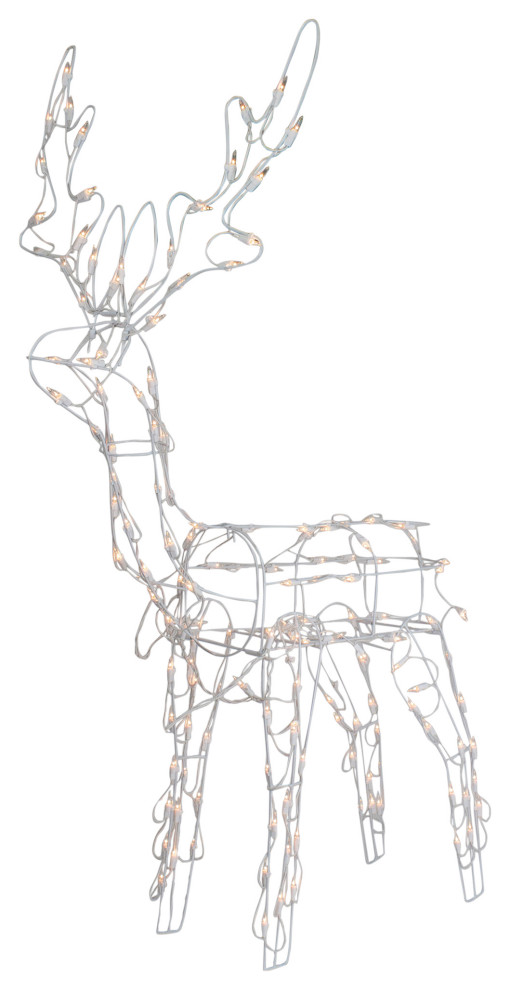 48" Lighted White Standing Reindeer Outdoor Christmas Decoration