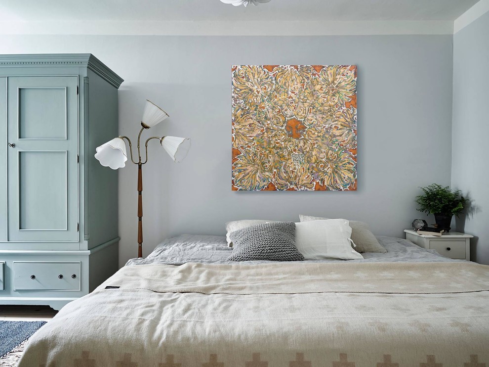 original painting, unique picture for warm interior. floral love feminine look.