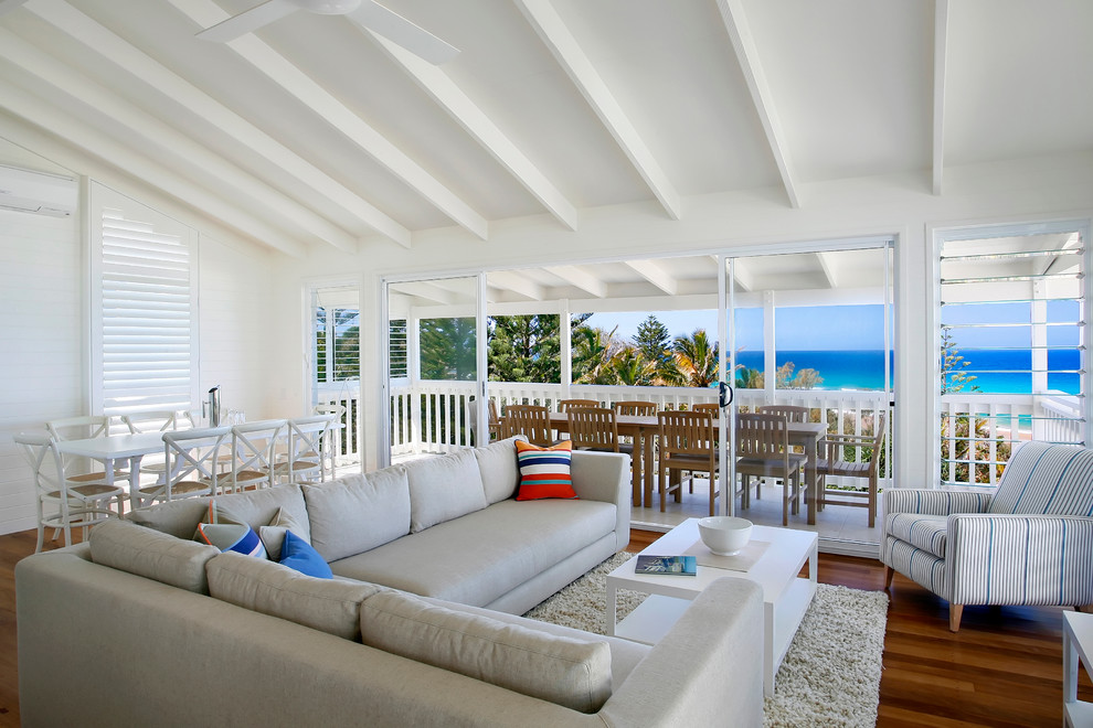 Beach style living room in Sunshine Coast.