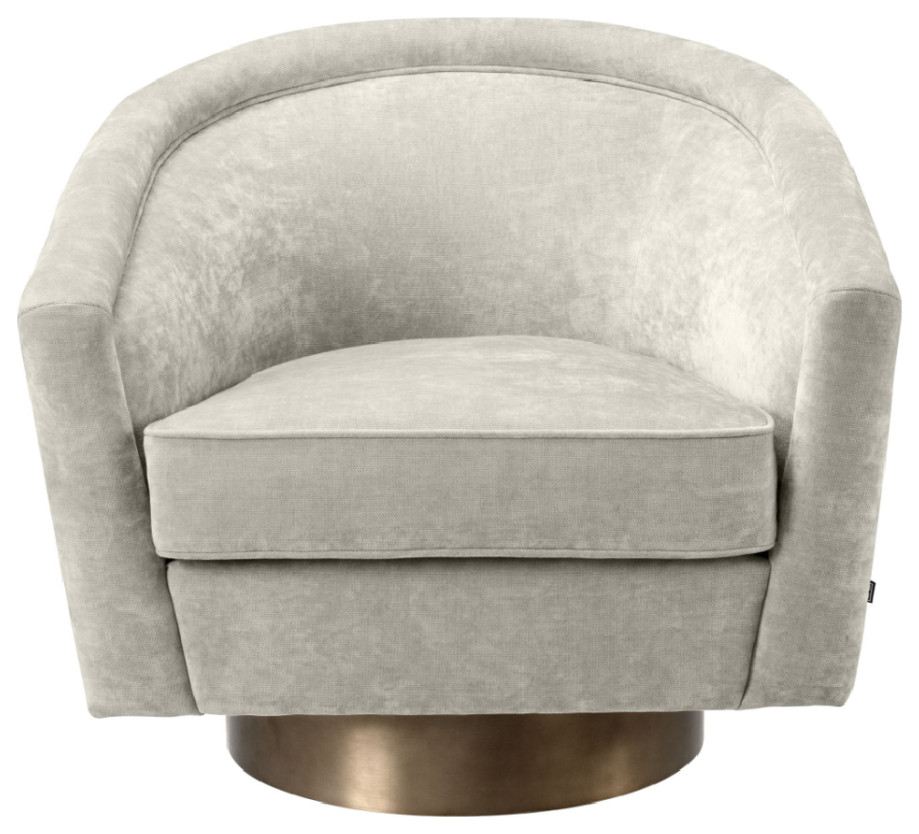 Beige Swivel Barrel Chair, Eichholtz Catene Contemporary Armchairs