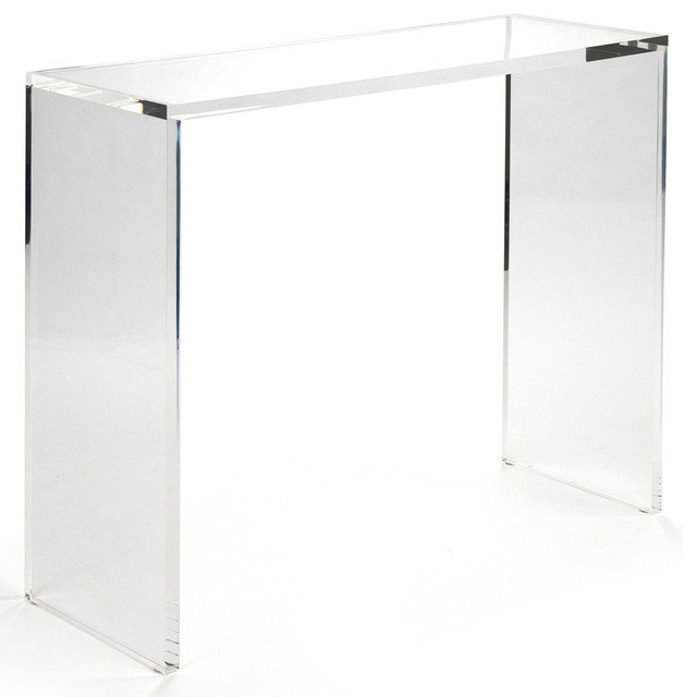 Clery Modern Classic Clear Acrylic Console, 36" Transitional Console Tables by Kathy Kuo Home