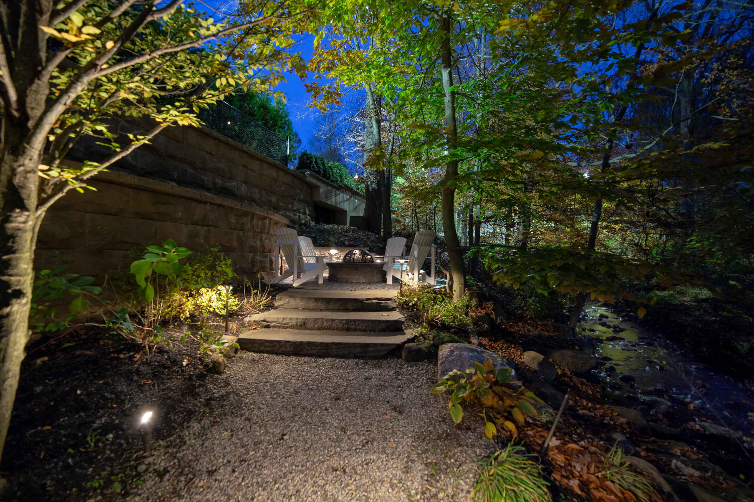 Backyard patio and lighting