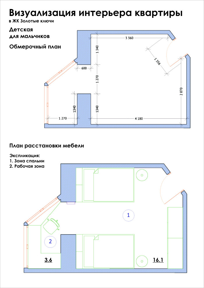 Визуализация детской в ЖК Золотые ключи