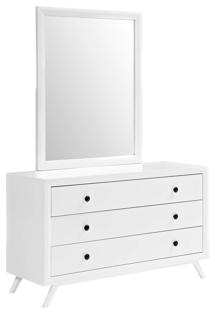 Modern Contemporary Urban Design Bedroom Dresser And Mirror White