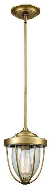 ELK Lighting Sturgis 1-Light Mini Pendant, Satin Brass/Clear Blown, 33120-1