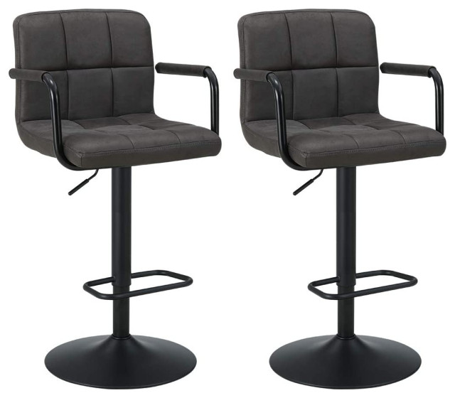 Modern Bar stools with Backrest & Armrest Set of 2 Midcentury Bar