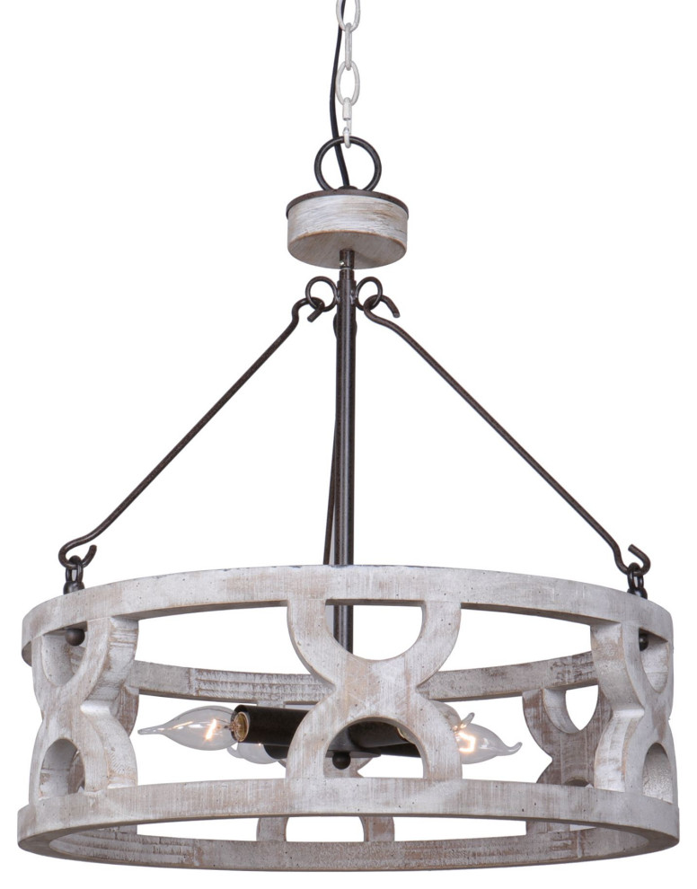 20.47 in 3-Light Cage in Wood Chandelier