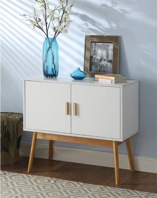 Pemberly Row Storage Console Table in White - Midcentury - Console ...