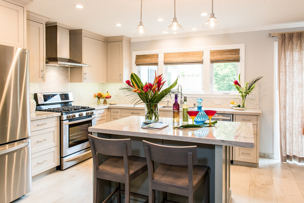 This is an example of a beach style kitchen in San Francisco.