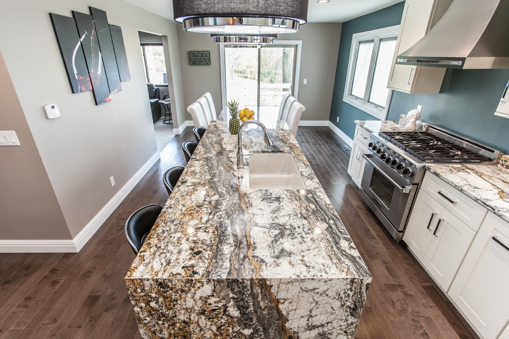 Fairfield - White Kitchen - Grey Island - Transitional - Kitchen ...