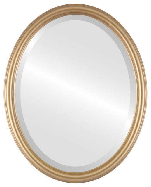 Saratoga Framed Oval Mirror in Desert Gold, 21"x25"