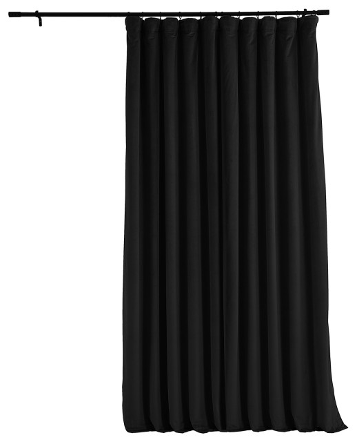 Signature Black Doublewide Blackout Velvet Curtain Single Panel, 100 ...