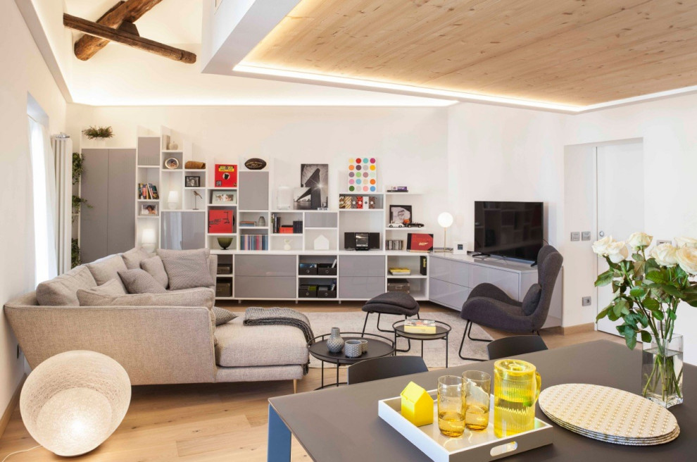 Photo of a contemporary family room in Milan.
