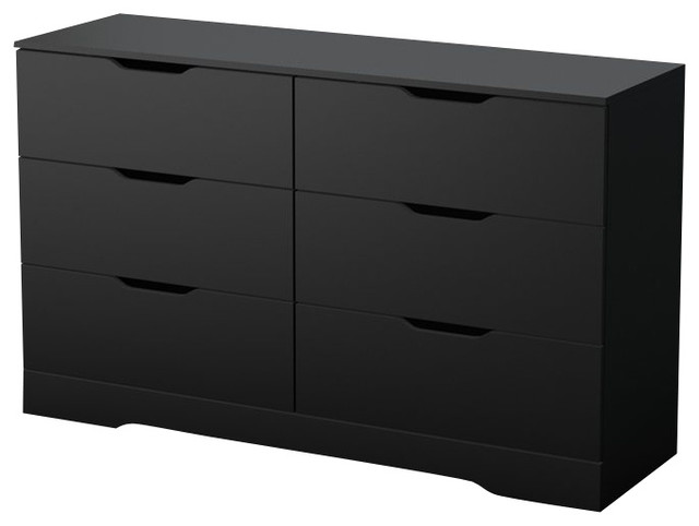 South Shore Holland 6 Drawer Double Dresser Pure Black