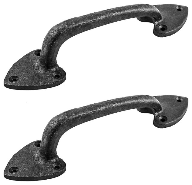 2 Door Pulls Black Wrought Iron Heart Shaped Set Of 2 Industrial