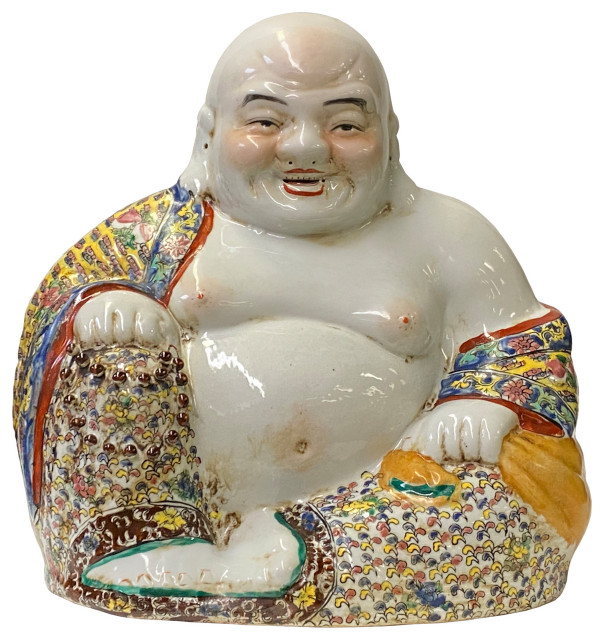 Chinese Canton Mix Ceramic Happy Laughing Buddha Statue Hws1603 - Asian -  Decorative Objects And Figurines - by Golden Lotus Antiques | Houzz