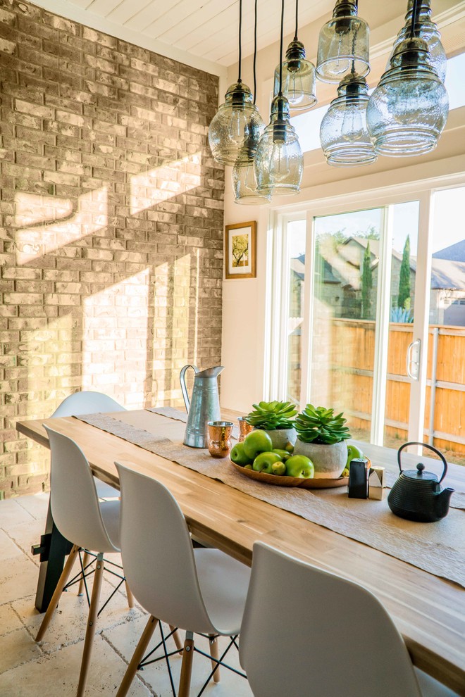 Brick Accent Wall - Farmhouse - Dining Room - Atlanta - by ...