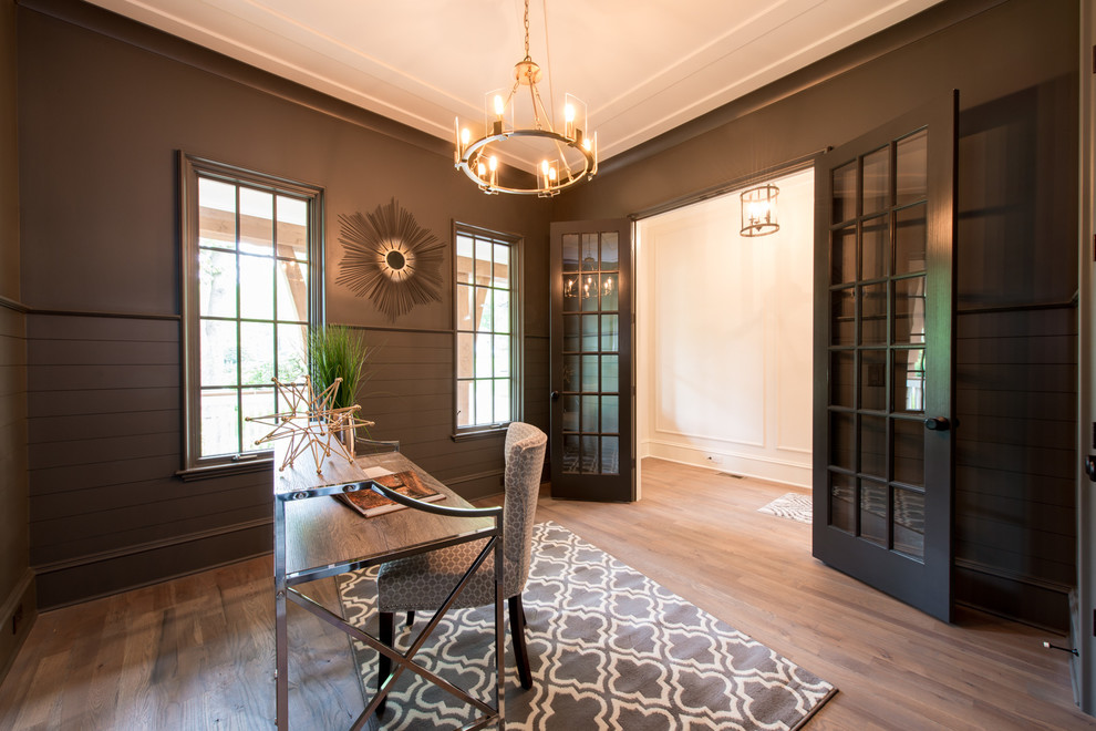 Example of a transitional home office design in Birmingham