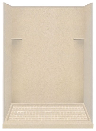 30"x60"x75" Solid Surface Left-Hand Alcove Shower Kit, Matrix Khaki