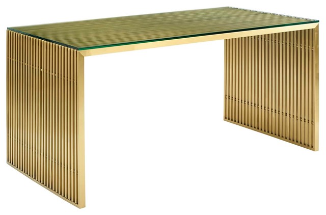 Gridiron Stainless Steel Dining Table Gold