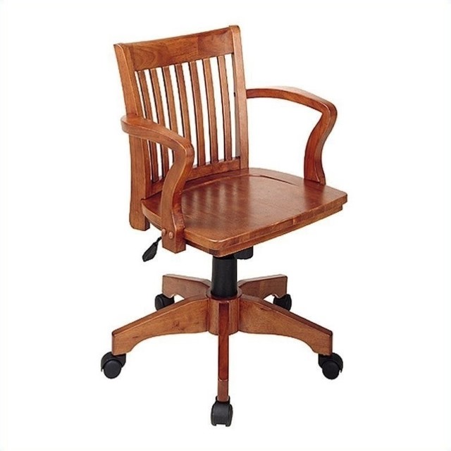 Scranton & Co Traditional Wood Bankers Office Chair in Brown