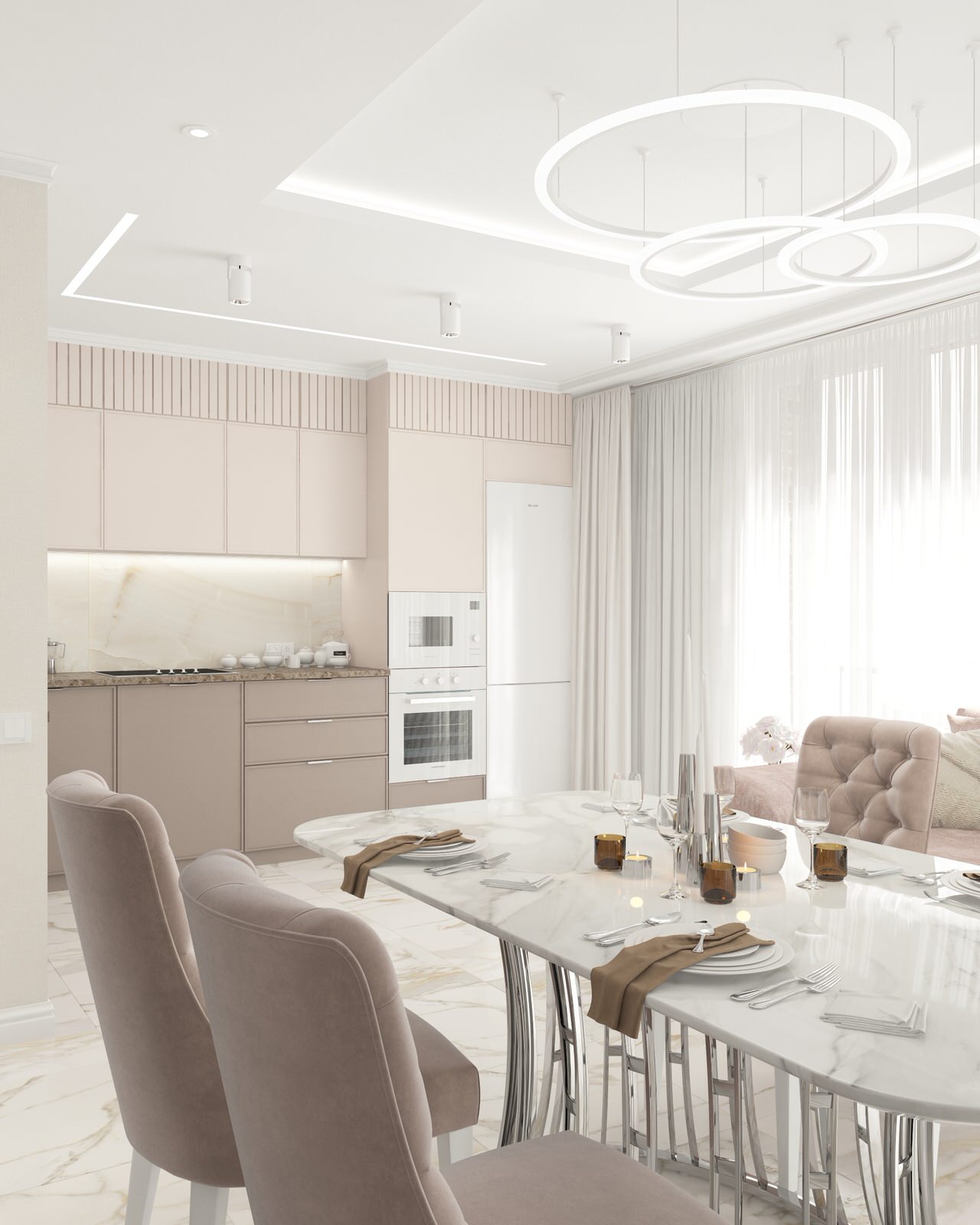 Нежнейший дизайн трехкомнатной квартиры