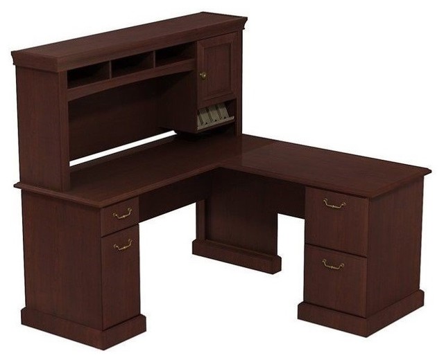 Bush Business Syndicate 60" L-Desk with Hutch Harvest Cherry