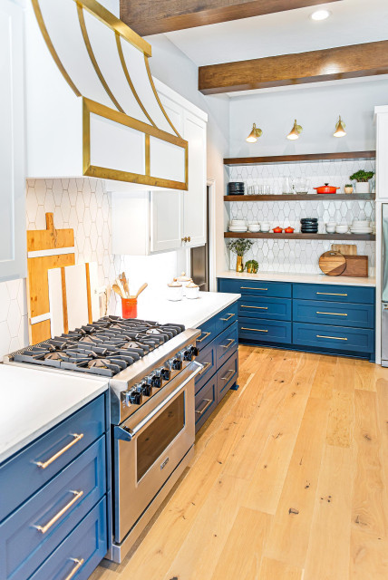 Blue & Brass Kitchen Remodel - Transitional - Kitchen - Houston