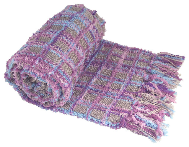 Multi Color Chenille Throw Contemporary Throws by BNF Home