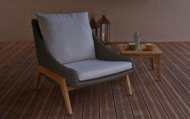 Retro Rattan Effect Chair coastal-exterior
