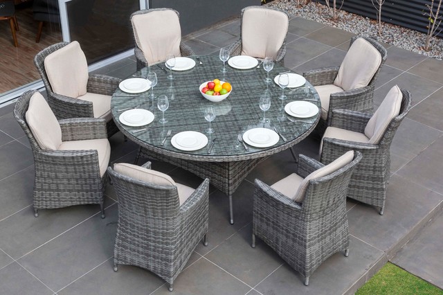 MODA Furnishings Outdoor Wicker Furniture - Nassau 8 Seat Round Dining Set