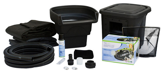 Complete DIY Backyard Pond Kit, 4'x6' - Contemporary - Outdoor Fountain