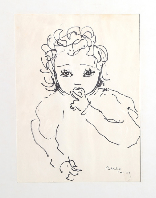 Dimitrie Berea "Portrait Of Toddler, 15" Marker Drawing