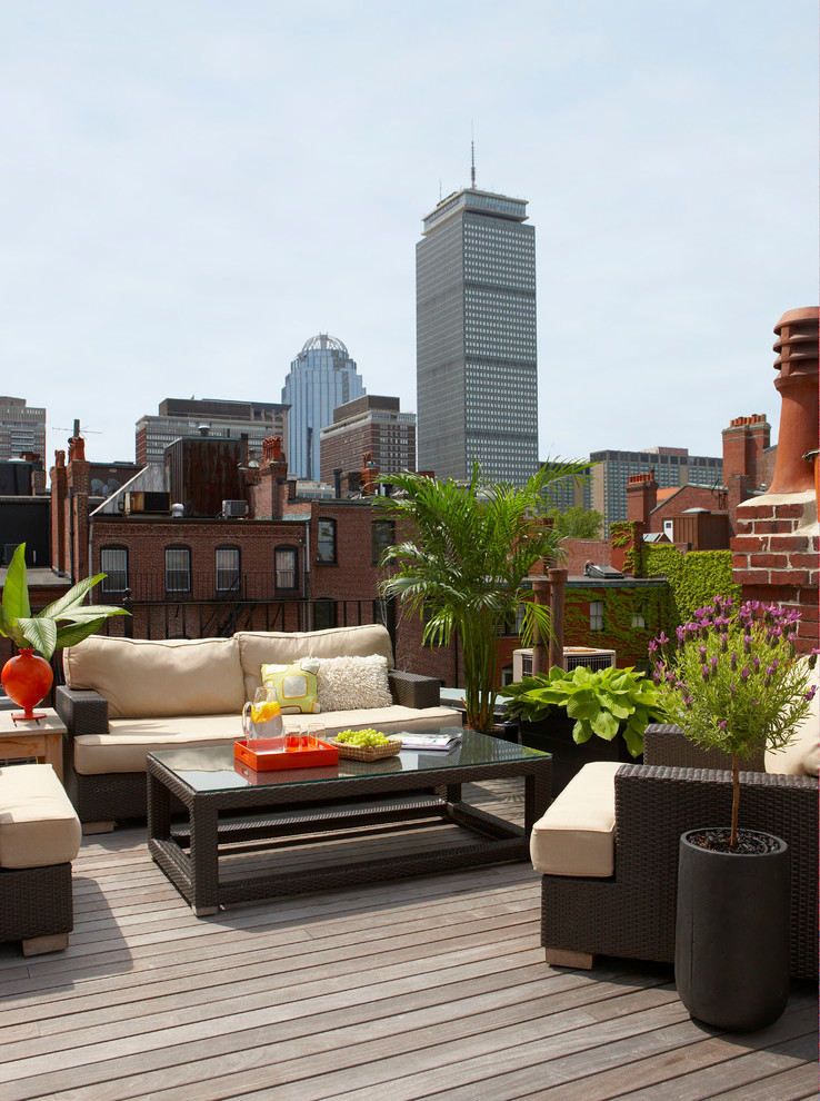 Inspiration for a large contemporary rooftop and rooftop deck in Boston with no cover.