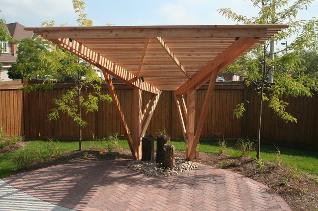 Custom Cantilevered Pergola Modern Patio Toronto By Genus Loci Ecological Landscapes Inc