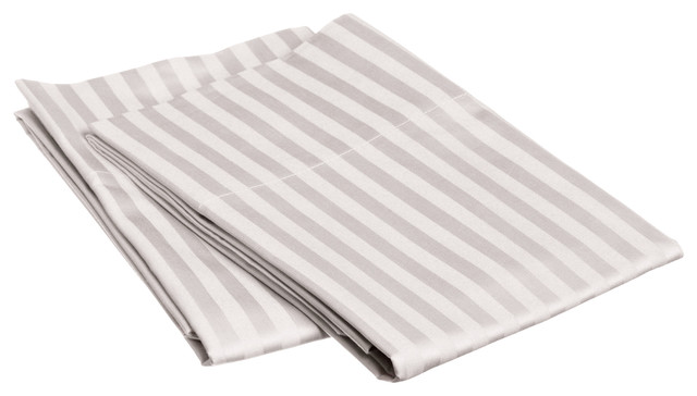 Striped 600-Thread-Count Pillowcases, Premium Cotton, Standard, Silver