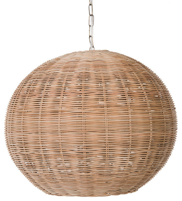 Panay Wicker Ball Pendant Lamp Natural Tropical Outdoor Hanging Lights By Kouboo Houzz